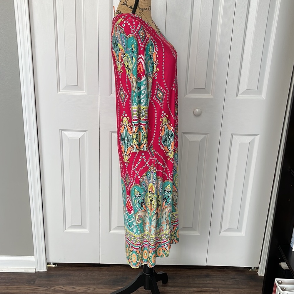 NWOT MOA Pink Pattern 3/4 Sleeve Dress - Picture 3 of 7